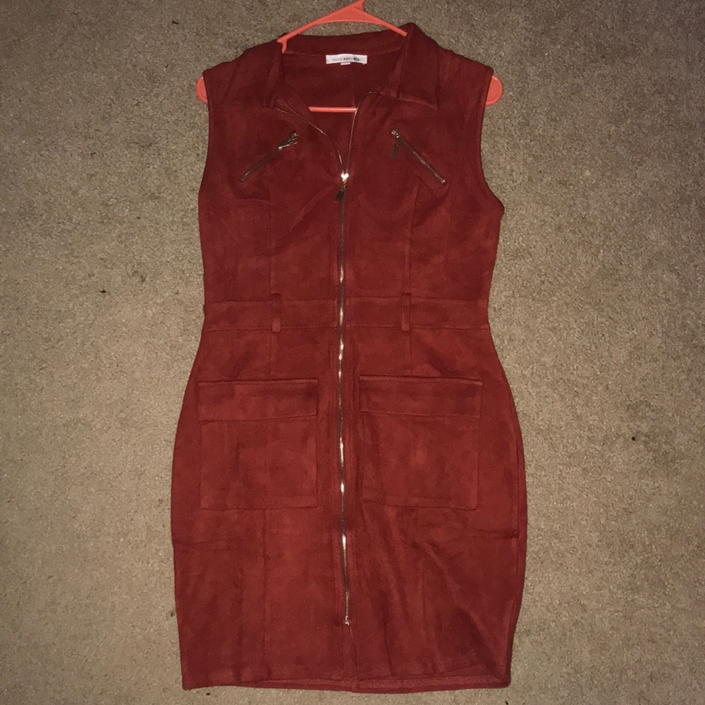 Orange/Red velvety Bodycon Dress